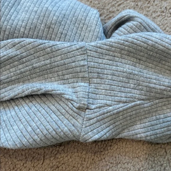 Aerie Ribbed High Waisted Kick-it Super Flare Light Gray Pants - Picture 7 of 7